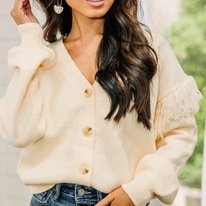You Should Know Ivory White Cropped Cardigan